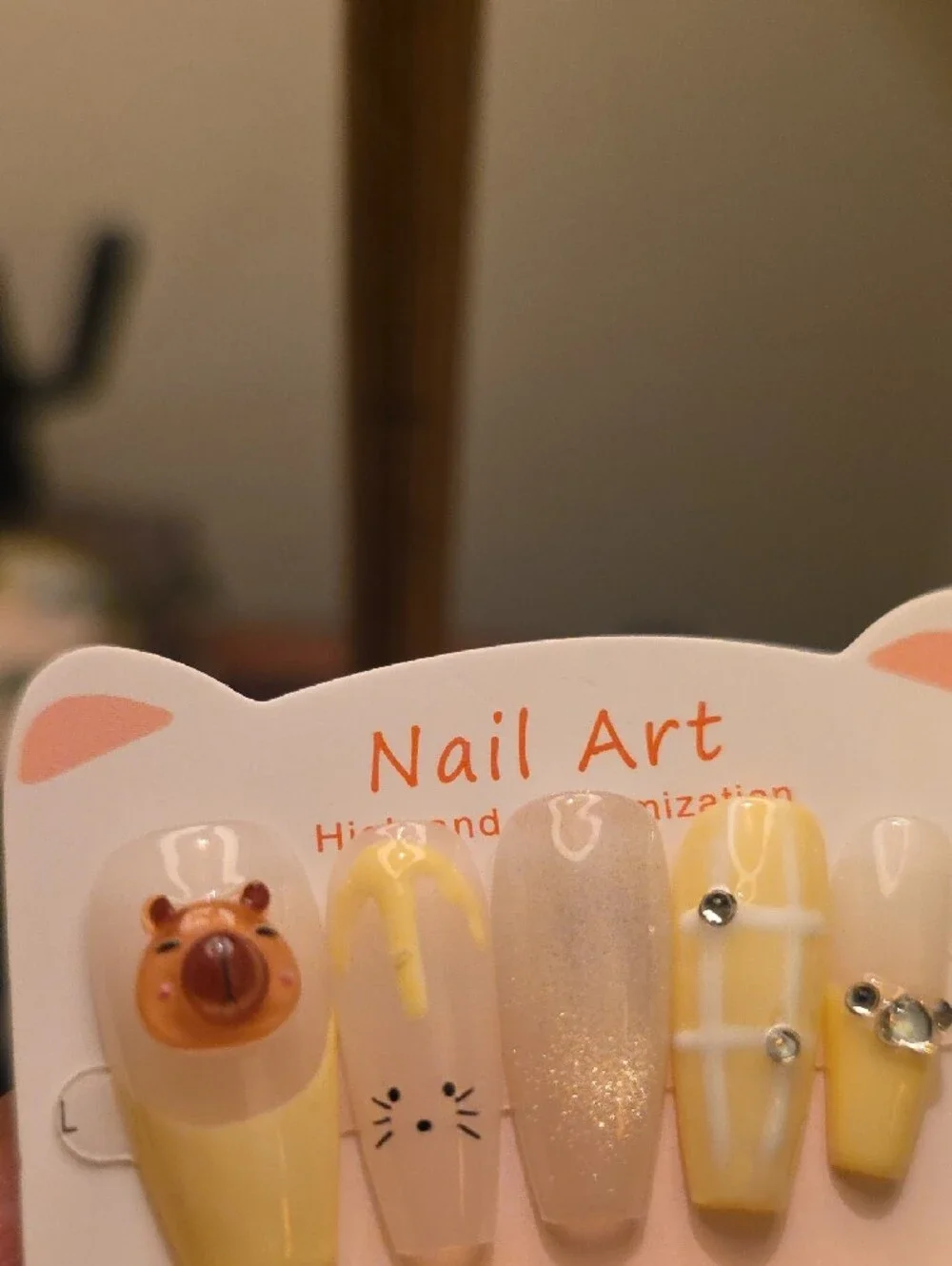 Cute Yellow Bear Pets Nail Art Size Large